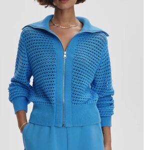 Varley Women's Eloise Full Zip Knit size, Azure Blue  small